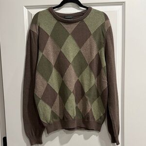 Lyle & Scott  Argyle Sweater Scotland - Green and Brown sz xl